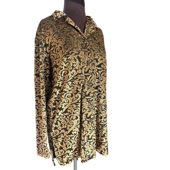 Vtg Diane Von Furstenburg Velvet Burnout Tunic Top L Old Money Boho Garden Fairy - Picture 1 of 6